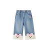 PawinPaw Cartoon Bear Baby Girls' Folded Cuff Denim Jeans