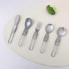 Pure Titanium Folding Spork Fork Knife Outdoor Camping Hiking Backpacking Dinner Spork Utensil Tableware Fork Spoon