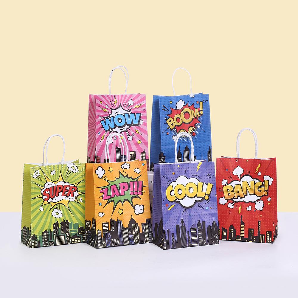 

StoBag comic superhero party gift wrapping bags for sweets boom wow zap treat packaging kids birthday return favor bags 12pcs&15x8x21cm