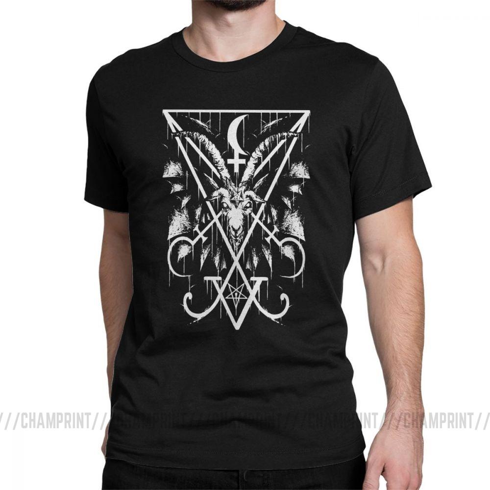 Sigil Of Lucifer And Baphomet Tee Shirt Cool Customized Printed T Shirts for Men Cotton Cool TShirts Birthday Present Clothing