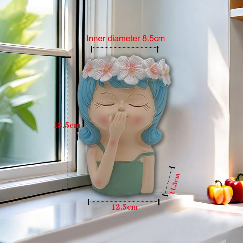 Face Planters Pots Tabletop Decorative Decor Flower Vase Statue Fairy Flowerpot For Cafe Kitchen Drawing Room Bedroom Office