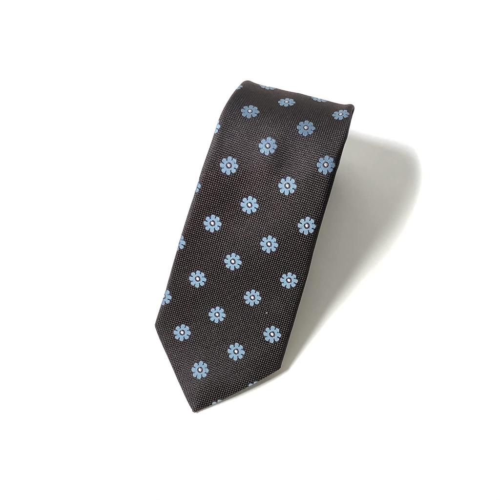 MAN ABOUT TOWN Washable Necktie in Premium Kyoto Brand Washable [Made Japan] Nishijin-ori (Komon C-Brown)