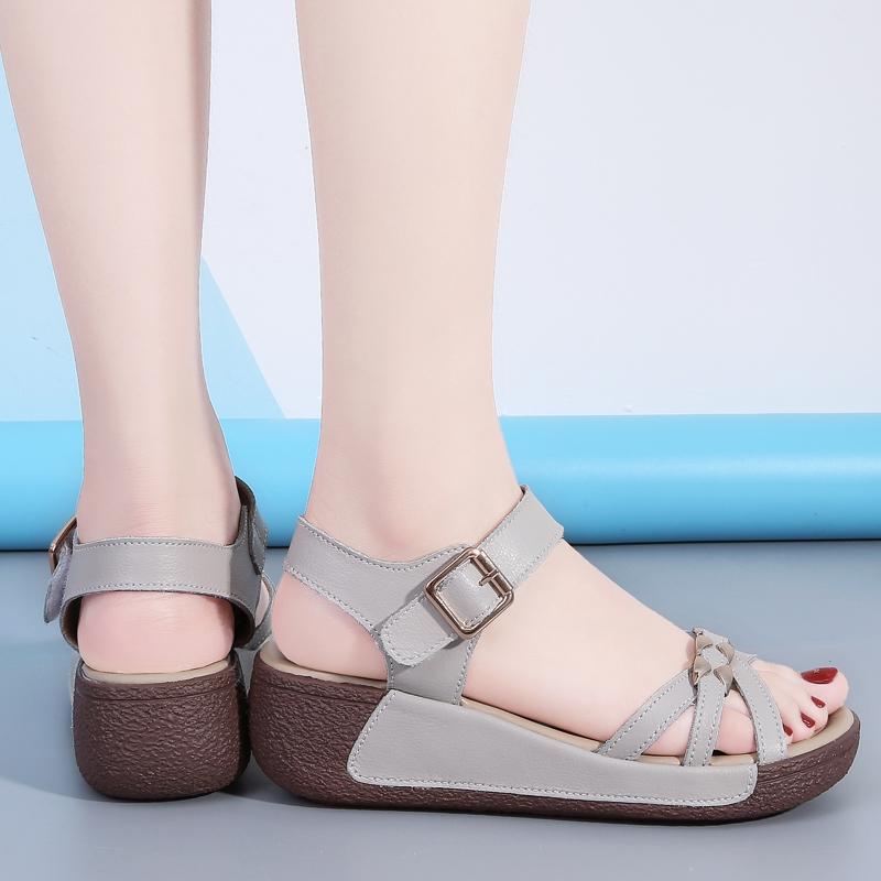 Womens Orthopedic Sandals Ankle Strap Wedge Beach Sandals Comfortable Flat Sandals Open Toe Women Flat Walking Shoes Ladies