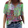 Summer New Women's T-shirt 3D Elegant Atmosphere V-neck Short Sleeve Shirt Fashion