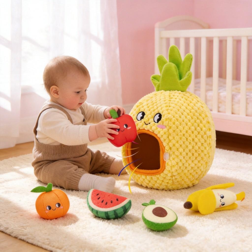 Frucht-Plüschtier-Set für die Früherziehung und sensorische Entwicklung für Babys