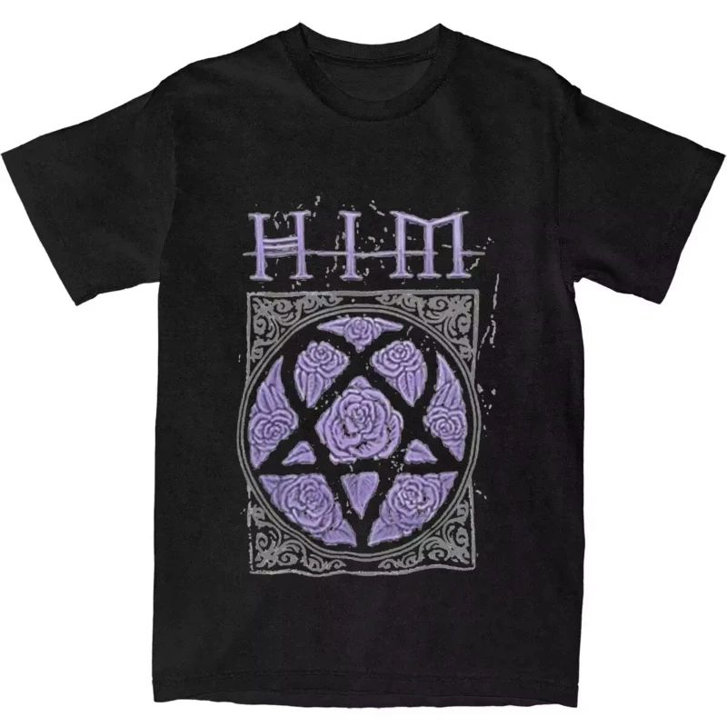 Hip Pop Rock Tshirt Him Band Ville Valo Heartagram Love Metal TShirt Summer Casual Streetwear Print Cotton ShortSleeved Unisex