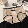 Lady Summer Pure Desire Sexy Lace Stitching Mesh Pearl Satin Triangle Briefs