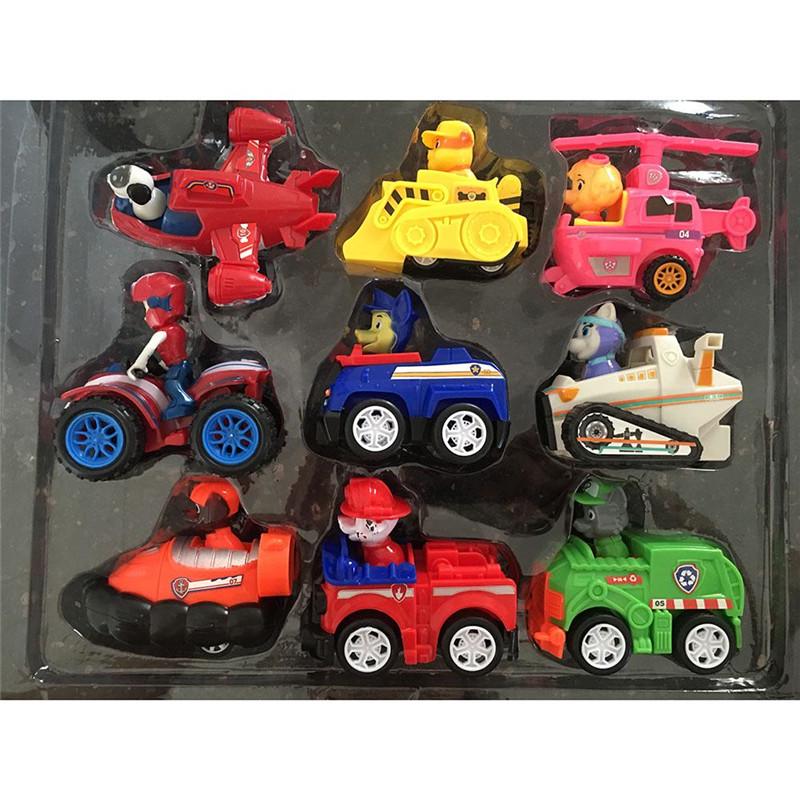 9PCS Doll Puppy Paw Patrol Dogs Movable Joints Figure Patrulla Canina Car Toy