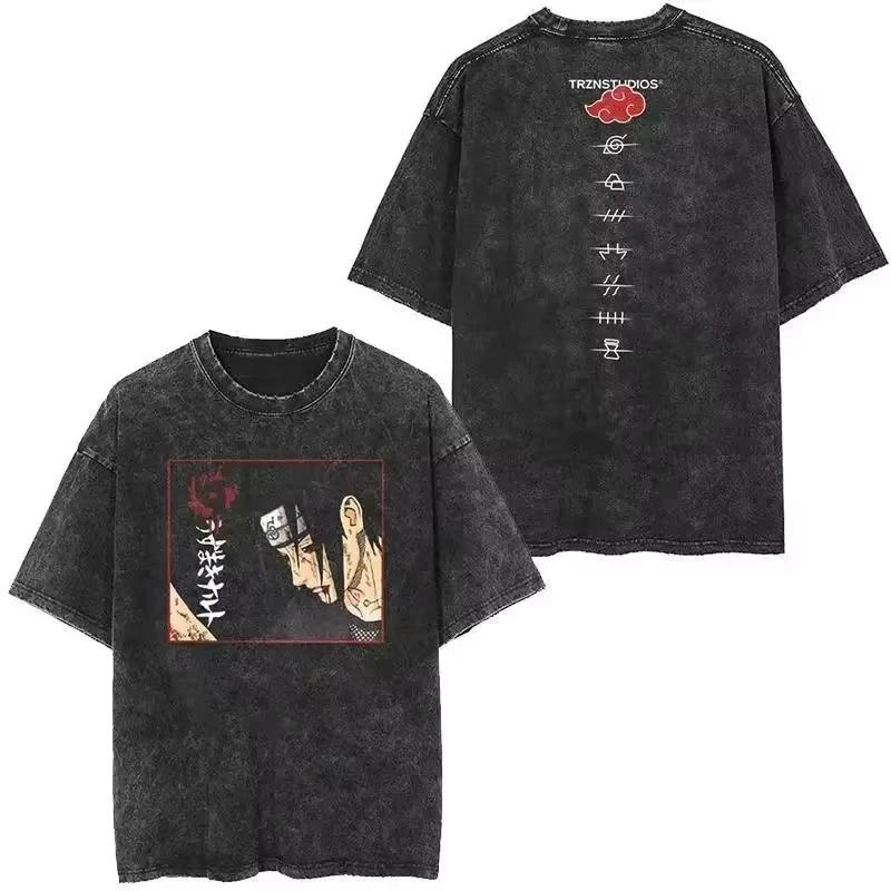 Estate 2026 Naruto Uchiha Itachi T-shirt Lavata Anime Harajuku Streetwear Cotone Oversize Y2K Retrò Otaku Top Casual