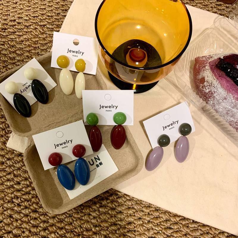 Hongkong Silberne Nadel Ovale Ohrhänger – Retro, Schlicht, Hochwertiges Design für Damen