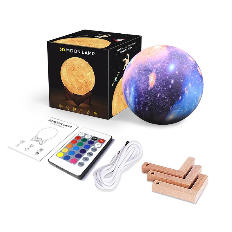 Smart Remote Control Dimming Color Changing Moon Lamp Small 3D Decoration Wireless Speaker Moon
