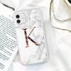 Biały marmur pozłacane litery A-Z modne etui na telefon dla iPhone 11 12 Pro X XR XS Max SE 2020 7 8 Plus odporne na wstrząsy miękkie etui z tpu