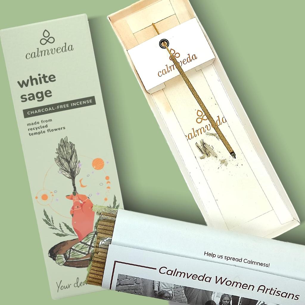 White Sage Incense Sticks for Cleansing - (80 Scent Sticks) Charcoal Free