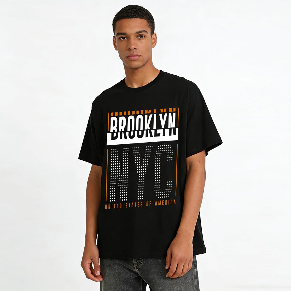 USA Vintage Morse Code Print Casual Tee Pure cotton T-shirt