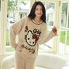 2025 Autumn/Winter Women's KT Cat Thickened Velvet Pajamas Set - Warm Long-Pile Fleece Homewear