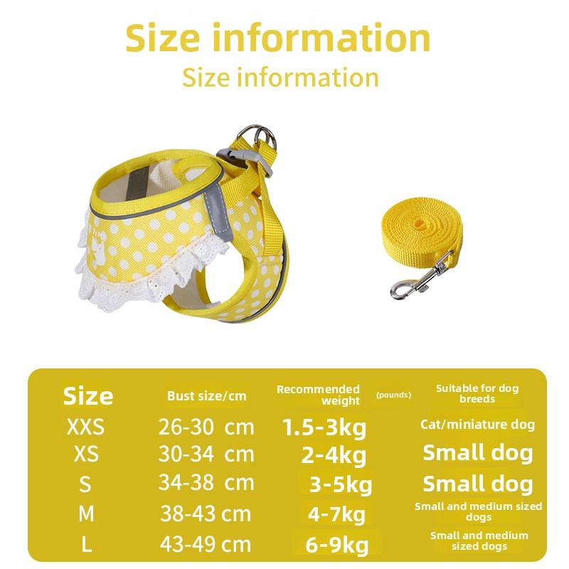 Dog Chest and Back Harness Dog Leash for Small Dogs - Pomeranian Model To Prevent Escape From The Leash While Walking The Dog.