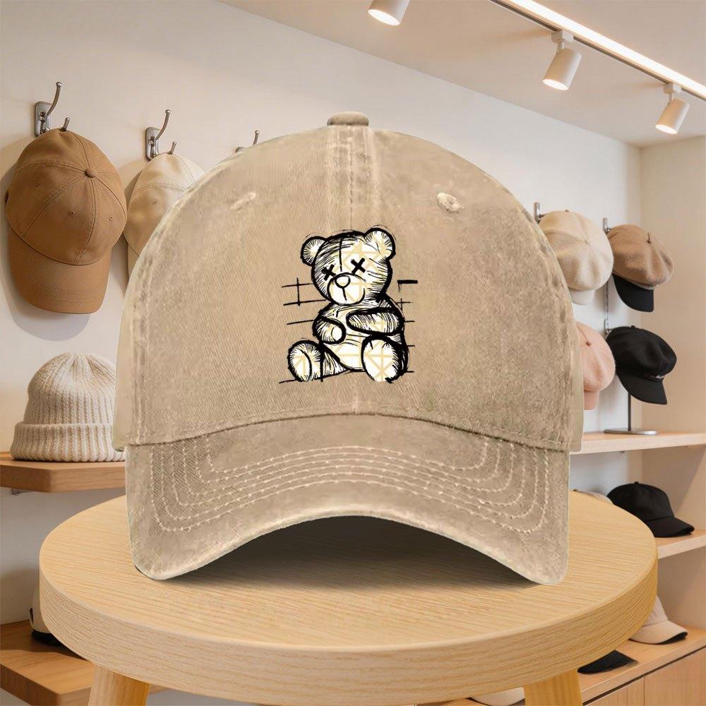 Mens Baseball Cap with GraffitiStyle DeadEye Bear Pattern Fashionable Casual Hat Adjustable for SpringAutumn Outings Tr