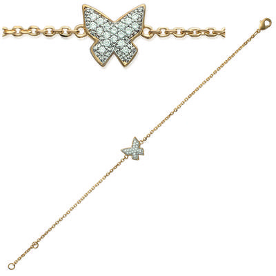 [I9794] - White Gold 'Butterfly' Gold Plated Bracelet - 10x10 Mm