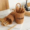 Rattan Weaving Chopstick Cage Wall Mounted Simulated Flower Decoration Hanging Basket Kitchen Tableware Storage Holder