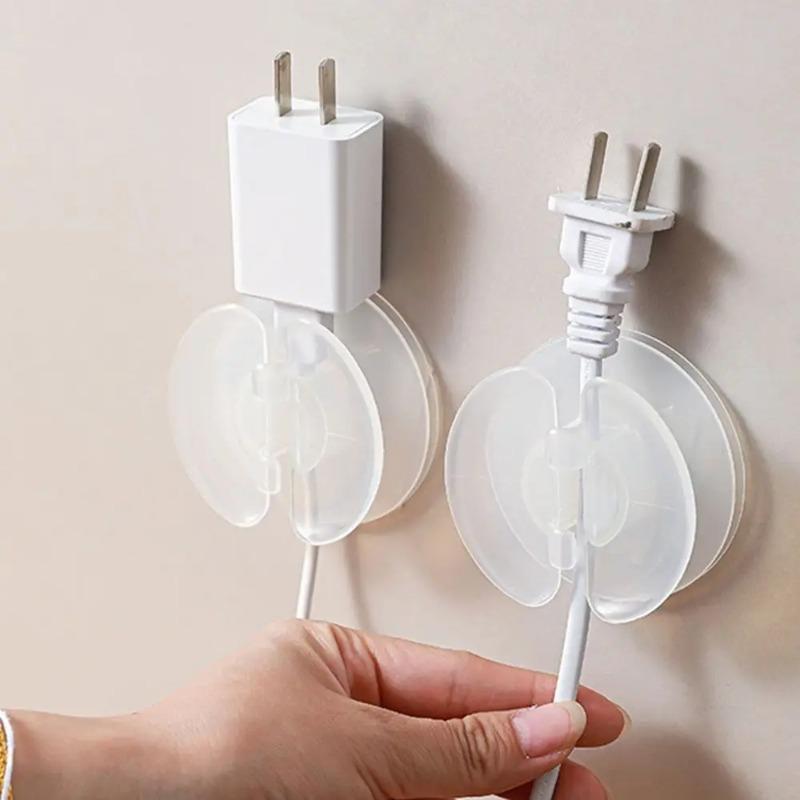 1pcs Wear Resistant Cord Organizer Self Adhesive Hook Round Storage Case Wire Management Transparent Wire Fixing Clip Desk