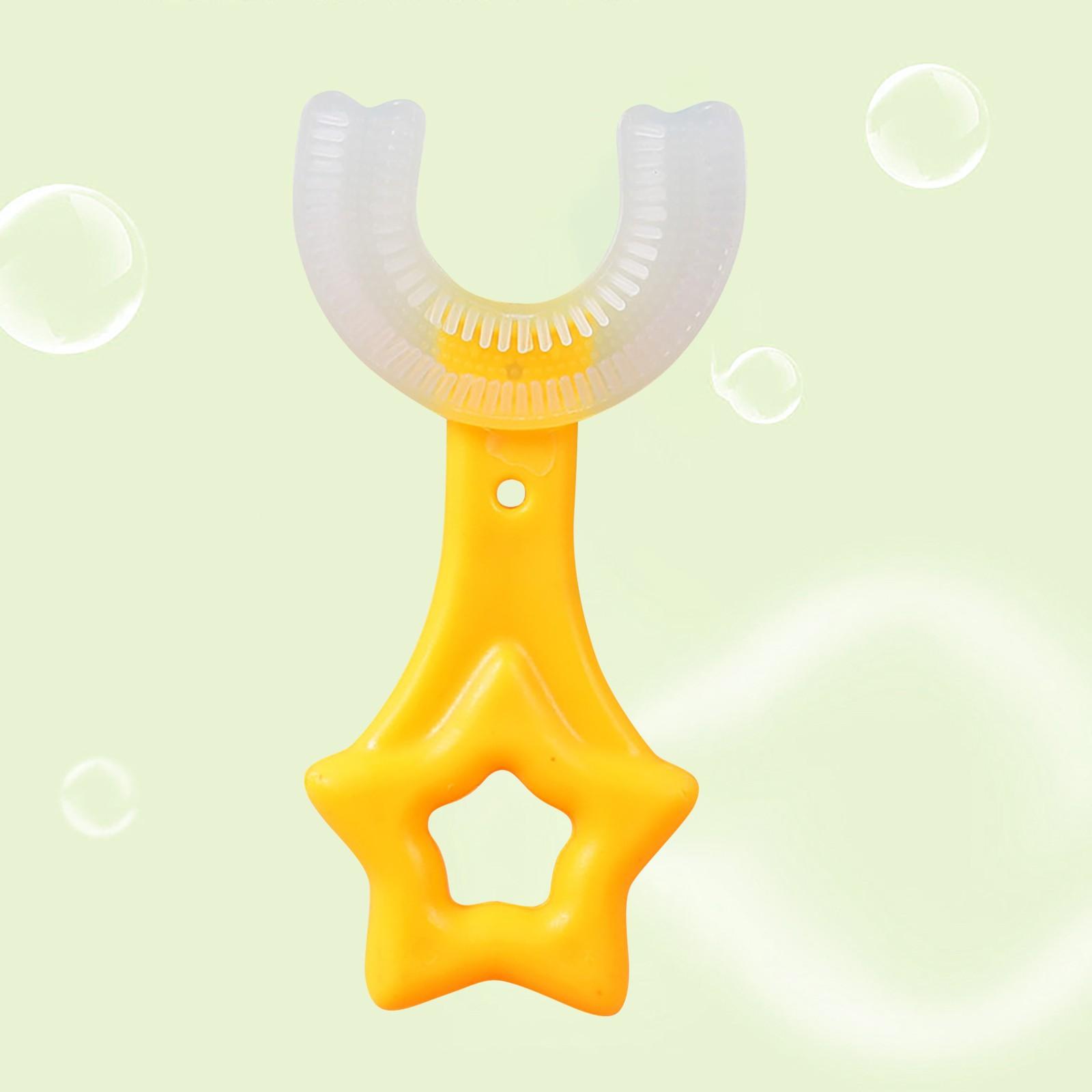 

Детская U-образная зубная щетка на 6-12 лет, насадка из мягкого силикона пищевого качества, конструкция для чистки зубов на 360 ° для малышей и детей жёлтый