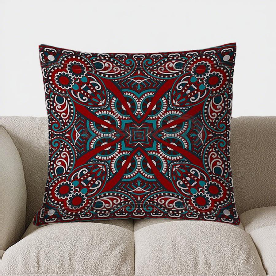 Exquisite Geometric Ethnic Pattern Double-sided Printed Pillow Cover Short Plush Suitable Living Rooms Sofas Throw Cushion Cover