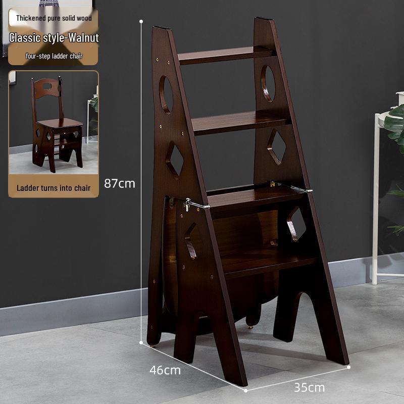 Solid Wood Folding Ladder Chair: Dual-Use Indoor Step Stool and Multifunctional Staircase.