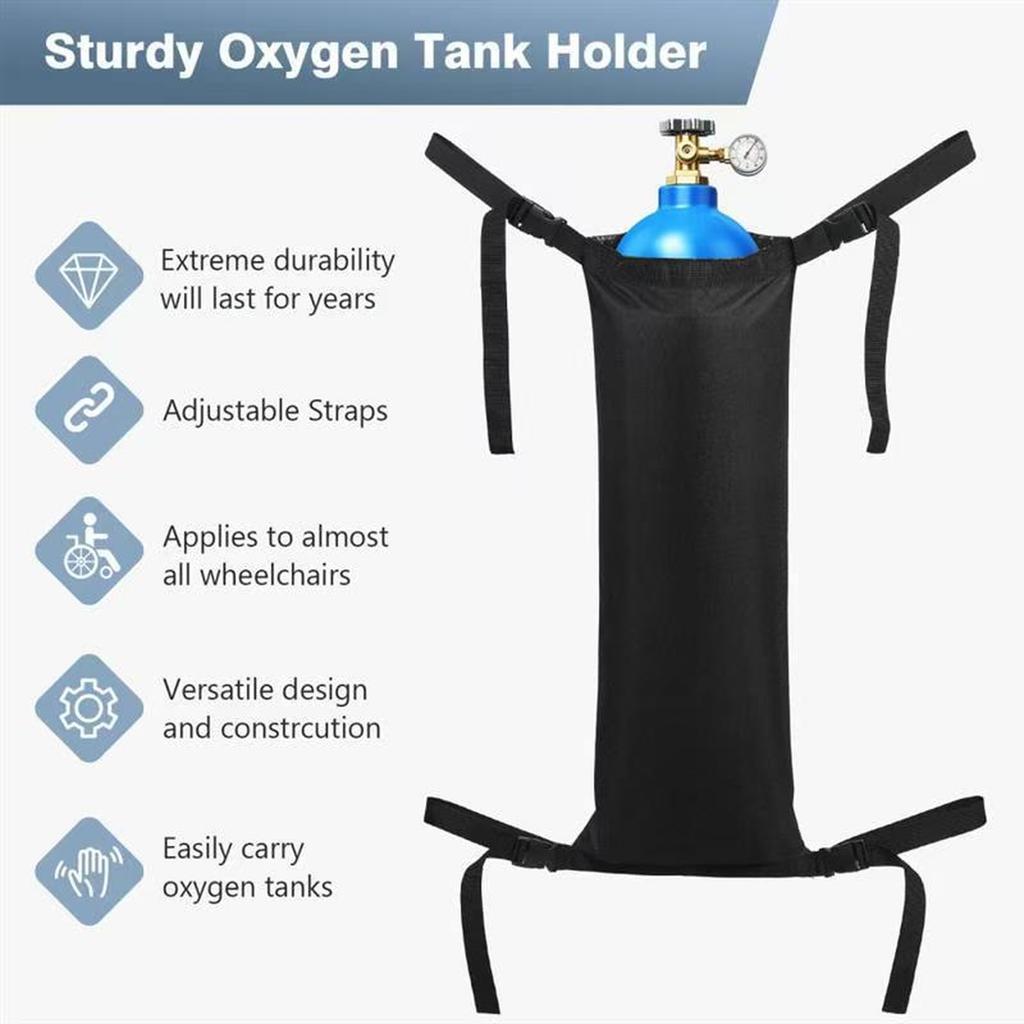 Oxygen Tank Holder Breathable Reflective Stripe Cylinder Transport Backpack Adjustable Black Wheelchair Storage Pouch