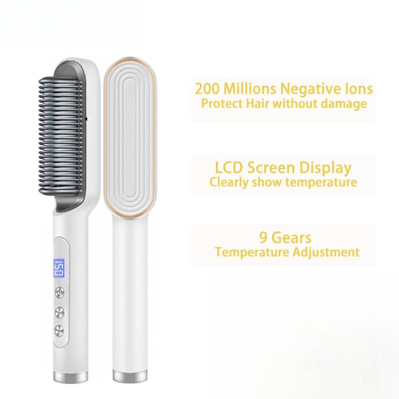 Negative Ion Hair Care Hair Curler USB Rechargeable Professional Hair Straightening Brush Wireless Hair Straightener Comb