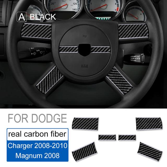 

Real Soft Carbon Fiber For Dodge Magnum Charger 2008 2009 2010 Car Steering Wheel Cover Sticker Accessories Interior Trim