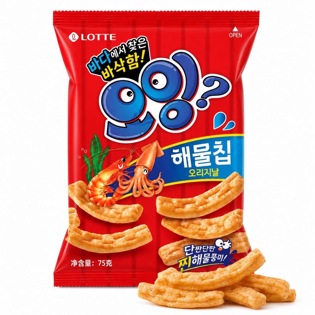 Lotte Squid & Shrimp Flavored Crisp Sticks 75g 6pack