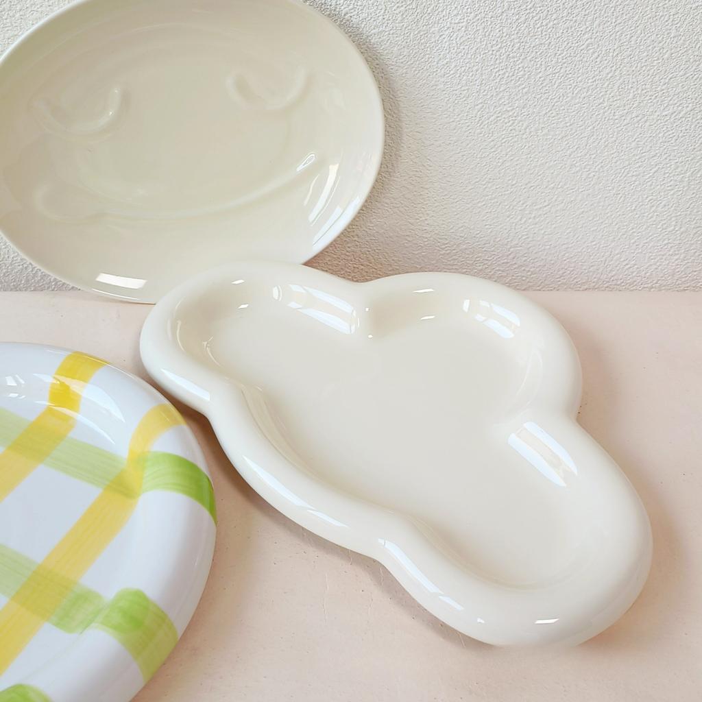 Irregular Dessert Plates Ins Style Cute Cloud Plates Fruit Plates Desktop Storage Display Plates Accessories Photography Props