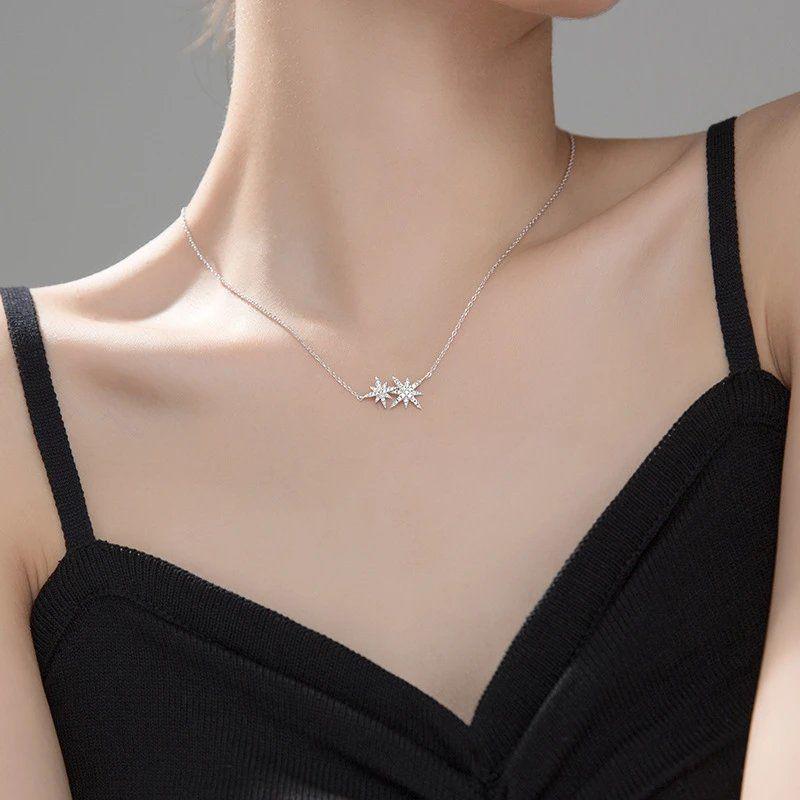 

Korean Style Eight-Pointed Star Pendant Necklace - Luxury Women’s Jewelry, Versatile and Elegant Design.