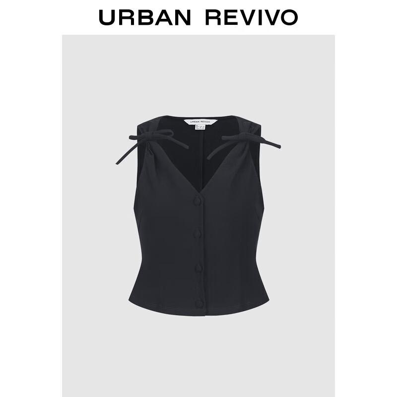 UR 2025 Women s Simple Bow Sleeveless Blouse XL