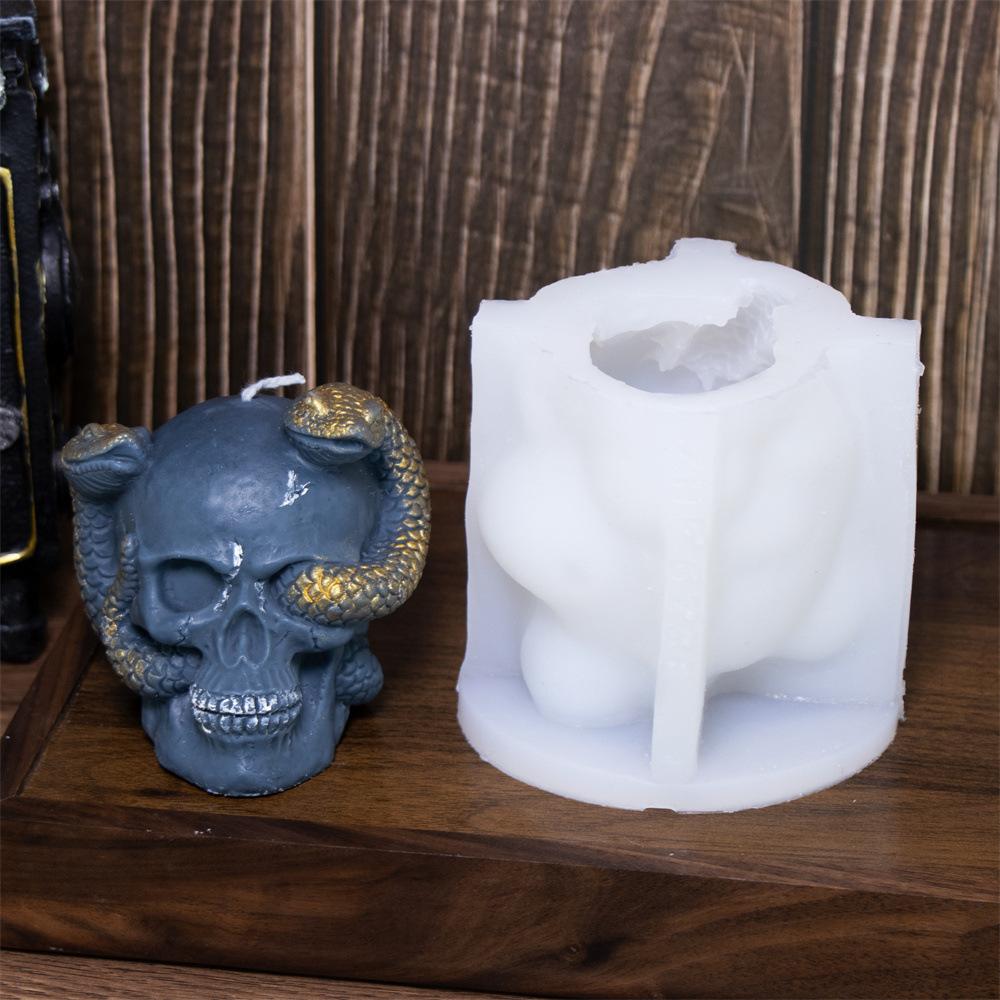 Halloween Hat Skull Candle Silicone Mold DIY Spider Snake Skeleton Gypsum Resin Casting Mold Halloween Decoration