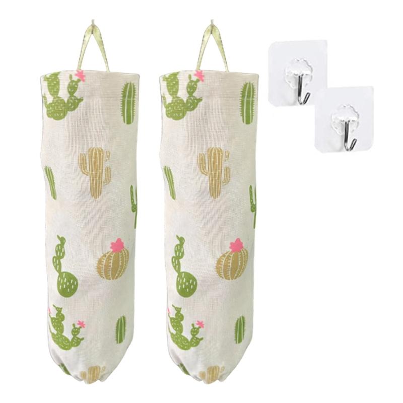 

Cotton Linen Wall Hanging Trash Bag Dispenser For Kitchen Bathroom Garage Storage Sturdy And Tear Resistant