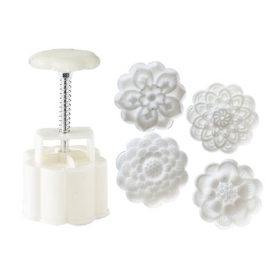 75g Plastic Mooncake Stamps Lotus Shaped Mooncake Moulds Festival DIY Hand Press Mooncake Cutters Pastry Decoration Tool