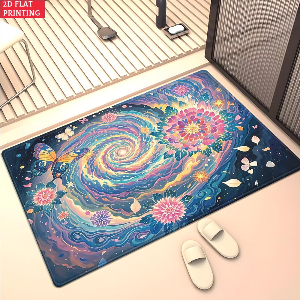 

Glowing Dandelion Galaxy Area Rug, Neon Constellation Carpet for Living Room, Non-slip Starry Sky Floor Mat for Bedroom Decor 40x60cm(15x23 in)