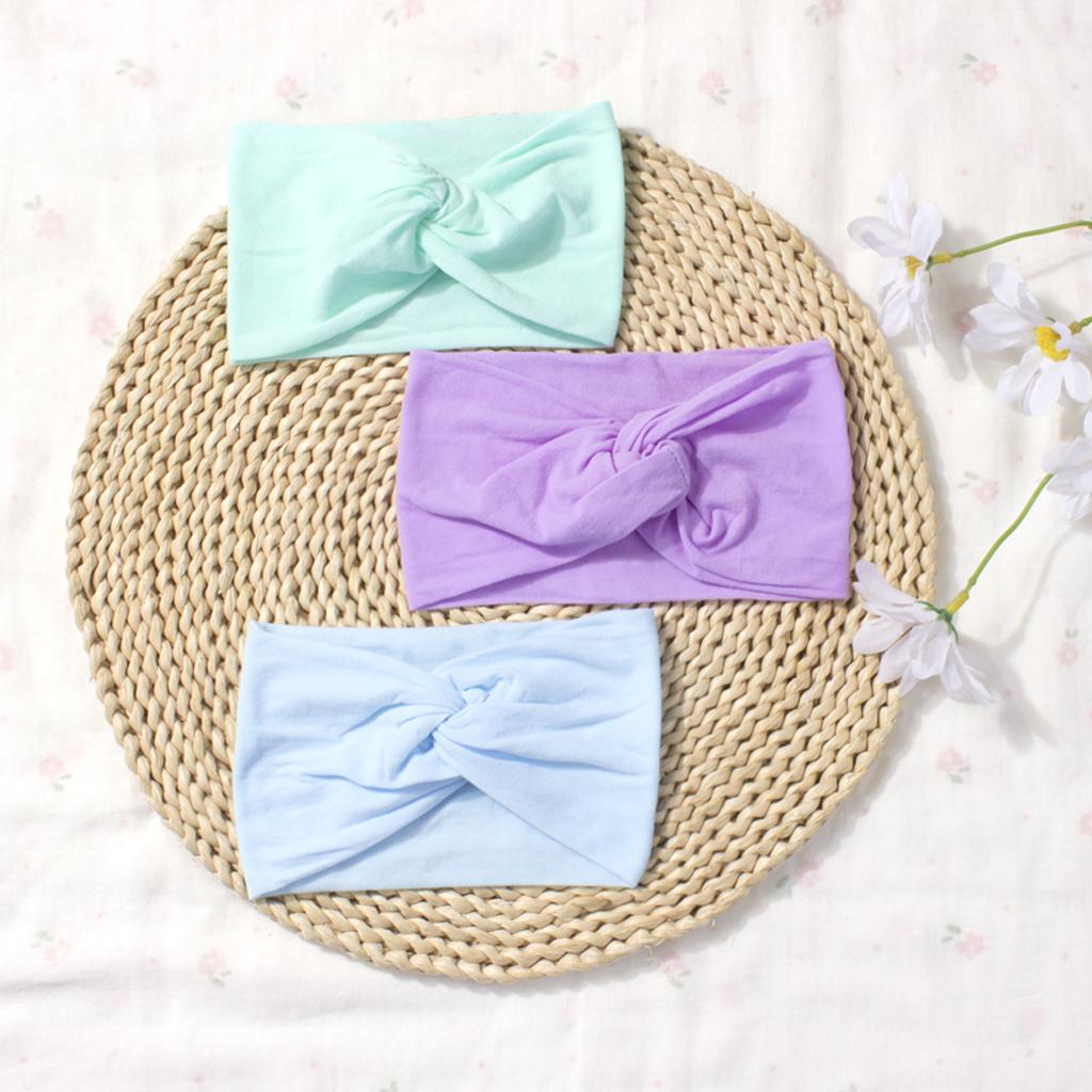 European and American Children's Hair Band Hair Accessories Baby Solid Color Nylon Cross Knotted Girl's Hair Ring Headband