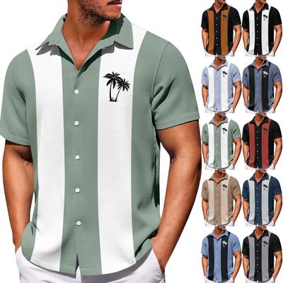 Pánske havajské košele s krátkym rukávom s potlačou na gombíky Pánske módne košele s krátkym rukávom na voľný čas