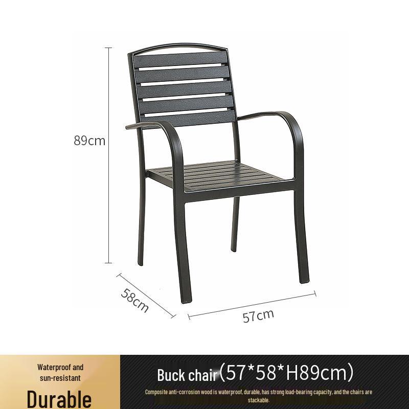 Sun-Resistant Outdoor Wood-Plastic and Metal Tables & Chairs for Leisure or Commercial Use
