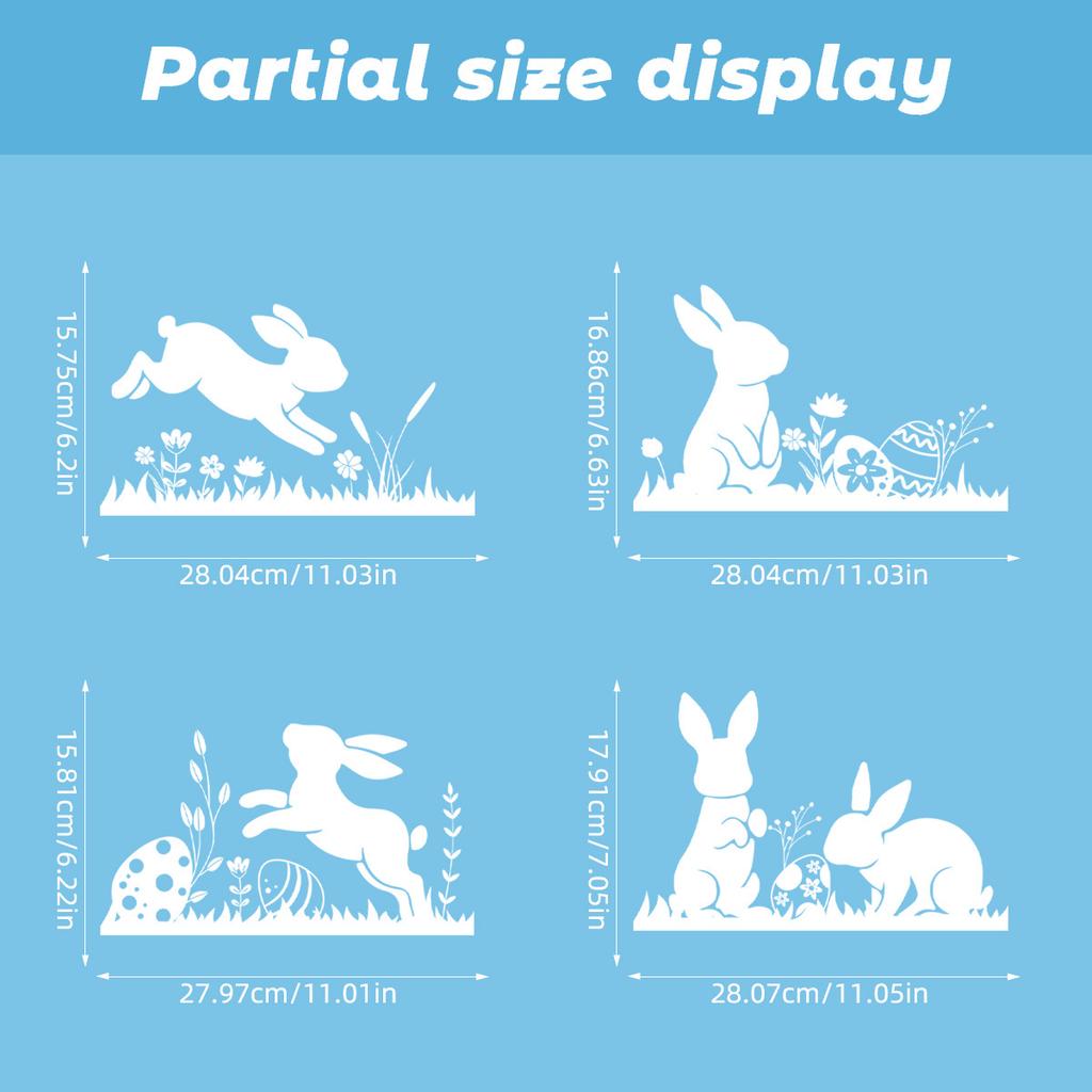 White Jumping Bunny Easter Window Clings Static Cling for Home Party Scene Decoration Removable Reusable