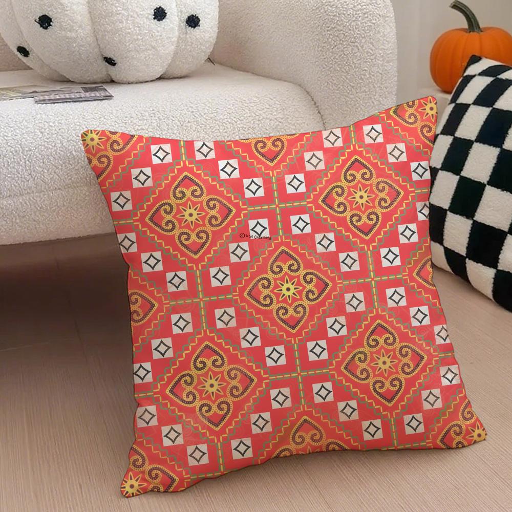Chinese-Style Scroll Pattern Traditional Culture Cushion Cover Throw Pillow Cover Hidden Button Durable Polyester Chair Cushion