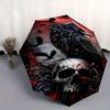 1pc Crow and Skull Pattern Beautiful Looking Automatic Folding Umbrella, 3 Folding, 8 Iron Frame Design, Durable and Suitable for Travel and Dail