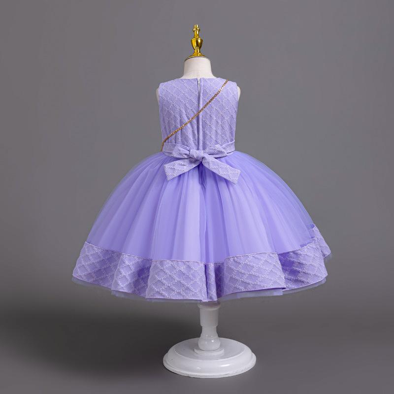 3dílné nové dívčí princeznovské šaty vyšívané s dlouhým rukávem elegantní dívčí šaty dětská narozeninová párty šaty + taška