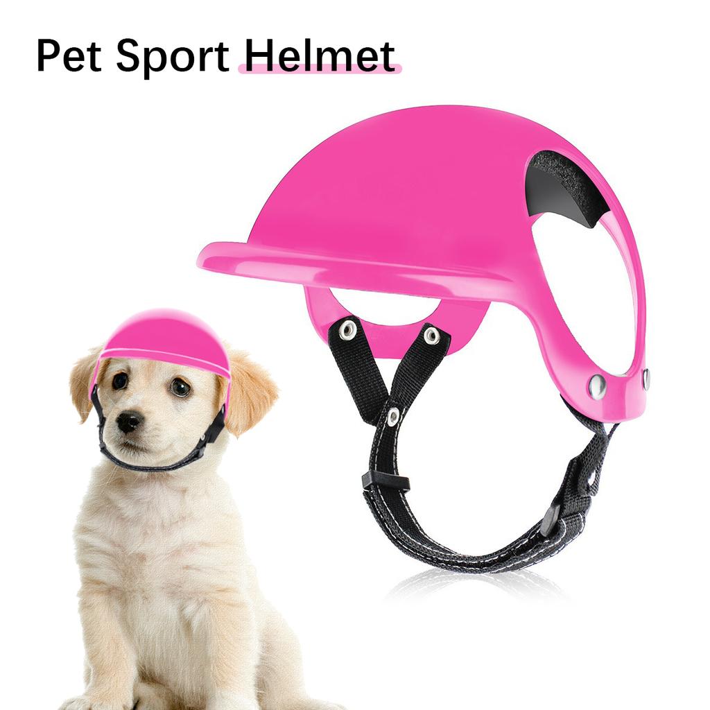 Pet Helmet Pink Dog Cat Wear Comfortable Motorbike Sports Outdoor Accessories Headwear Double Hole Adjustable Size Pet Supplies
