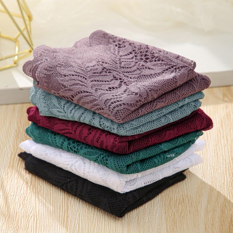 Allofme 5st/kit Spetstrosor för kvinnor Sexiga V-midjedesign Underkläder Andas underkläder för kvinnliga trosor Hollow Out Blommiga trosor