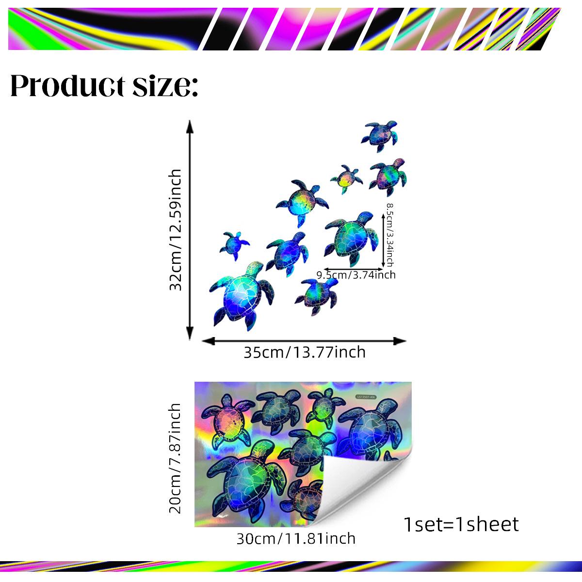 

Ls13507 Laser Texture Gradual Change Colorful Turtle Wall Sticker Viewing Angle Different Patterns And Colors