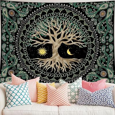 Tree of Life Tapestry Bohemian Home Living Room Wall Hanging Mystical Style Room Decor Wall Fabric Psychedelic Tapestry Wall Mat