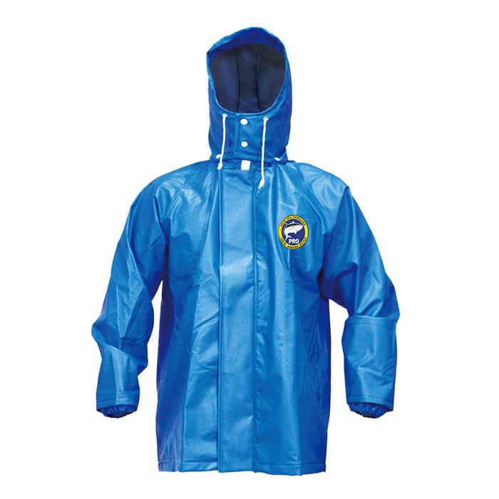 [Sea Version] Professional Raincoat PVC Jacket for Factory, Commercial, and Fishery Use (Blue, 5L)